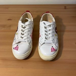 Aldo White Leather Sneakers Embellished 7.5